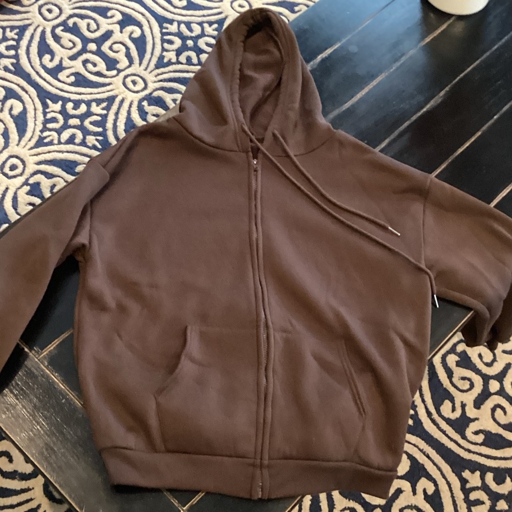 SHEIN Dark Brown Polyester Hoodie